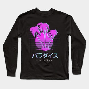 Otaku Japanese Vaporwave Aesthetic  Paradise Sunset Long Sleeve T-Shirt